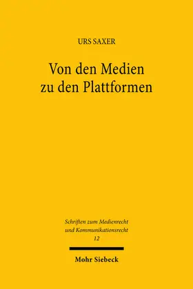 Saxer |  Von den Medien zu den Plattformen | Buch |  Sack Fachmedien
