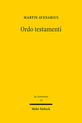 Avenarius | Ordo testamenti | Buch | 978-3-16-163241-9 | sack.de