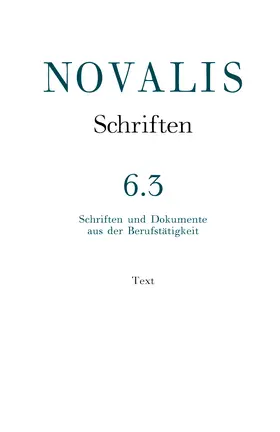 Samuel / Rommel / Mähl |  Novalis. Schriften 6/3 | Buch |  Sack Fachmedien