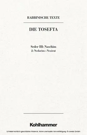Schumann / Tilly | Rabbinische Texte, Erste Reihe: Die Tosefta. Band III: Seder Naschim | E-Book | www.sack.de