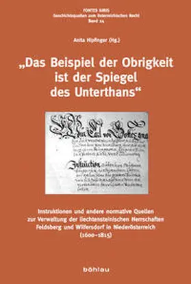 Hipfinger |  »Das Beispiel der Obrigkeit ist der Spiegel des Unterthans« | Buch |  Sack Fachmedien