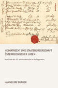 Burger |  Burger, H: Heimatrecht österreichischer Juden | Buch |  Sack Fachmedien