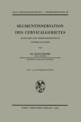 Rohr |  Segmentinnervation des Cervicalgebietes | Buch |  Sack Fachmedien