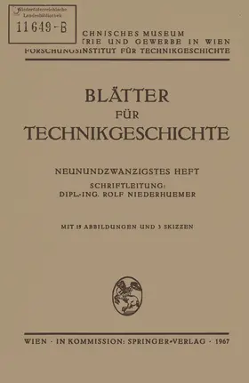 Niederhuemer |  Blätter für Technikgeschichte | Buch |  Sack Fachmedien