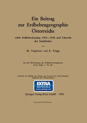 Trapp / Toperczer |  Ein Beitrag zur Erdbebengeographie Österreichs | Buch |  Sack Fachmedien