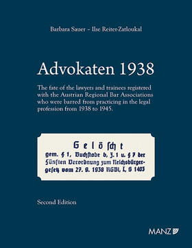Reiter-Zatloukal / Sauer | Advokaten 1938 English edition | Buch | 978-3-214-04198-4 | sack.de
