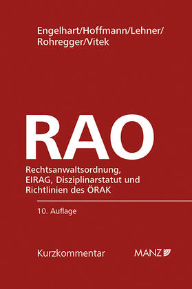 Engelhart / Hoffmann / Lehner | Rechtsanwaltsordnung RAO | Buch | sack.de