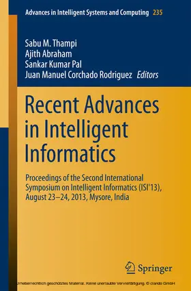 Thampi / Abraham / Pal |  Recent Advances in Intelligent Informatics | eBook | Sack Fachmedien