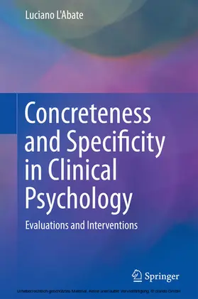 L'Abate |  Concreteness and Specificity in Clinical Psychology | eBook | Sack Fachmedien