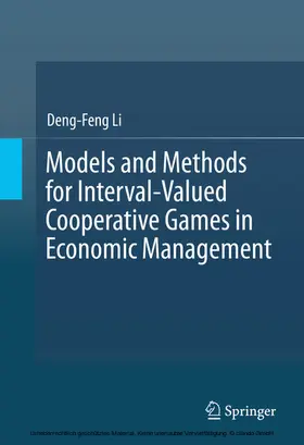 Li | Models and Methods for Interval-Valued Cooperative Games in Economic Management | E-Book | sack.de