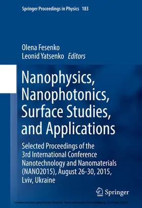 Fesenko / Yatsenko |  Nanophysics, Nanophotonics, Surface Studies, and Applications | eBook | Sack Fachmedien