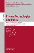 Berendt / Engel / Schiffner |  Privacy Technologies and Policy | Buch |  Sack Fachmedien