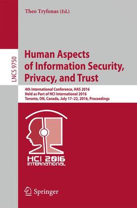 Tryfonas |  Human Aspects of Information Security, Privacy, and Trust | Buch |  Sack Fachmedien