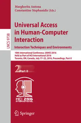 Antona / Stephanidis | Universal Access in Human-Computer Interaction. Interaction Techniques and Environments | E-Book | sack.de