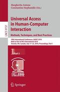 Stephanidis / Antona |  Universal Access in Human-Computer Interaction. Methods, Techniques, and Best Practices | Buch |  Sack Fachmedien
