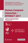 Bernhaupt / Dalvi / Winckler |  Human-Computer Interaction ¿ INTERACT 2017 | Buch |  Sack Fachmedien