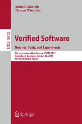Paskevich / Wies |  Verified Software. Theories, Tools, and Experiments | eBook | Sack Fachmedien