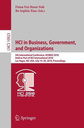 Xiao / Nah | HCI in Business, Government, and Organizations | Buch | 978-3-319-91715-3 | sack.de