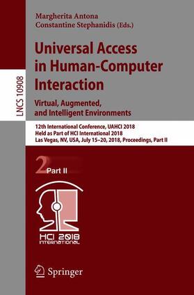 Stephanidis / Antona |  Universal Access in Human-Computer Interaction. Virtual, Augmented, and Intelligent Environments | Buch |  Sack Fachmedien