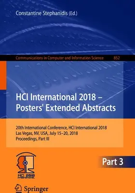 Stephanidis |  HCI International 2018 - Posters' Extended Abstracts | Buch |  Sack Fachmedien
