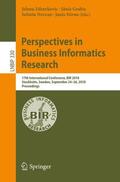 Zdravkovic / Stirna / Grabis |  Perspectives in Business Informatics Research | Buch |  Sack Fachmedien