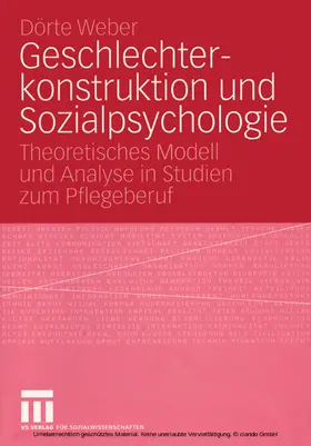 Weber |  Geschlechterkonstruktion und Sozialpsychologie | eBook | Sack Fachmedien