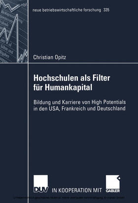Opitz |  Hochschulen als Filter für Humankapital | eBook | Sack Fachmedien