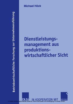 Höck | Dienstleistungsmanagement aus produktionswirtschaftlicher Sicht | E-Book | sack.de