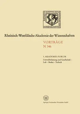 Rhein.-Westf. Akad. d. Wiss. | Umweltbelastung und Gesellschaft — Luft — Boden — Technik | E-Book | www.sack.de