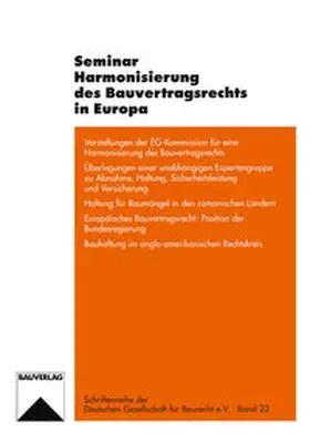 Wenzel / Paetzold / Fabre |  Seminar Harmonisierung des Bauvertragsrechts in Europa | eBook | Sack Fachmedien