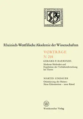Baerends | Moderne Methoden und Ergebnisse der Verhaltensforschung bei Tieren. Orientierung der Bienen: Neue Erkenntnisse — neue Rätsel | E-Book | www.sack.de