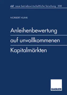 Klink | Anleihenbewertung auf unvollkommenen Kapitalmärkten | E-Book | www.sack.de