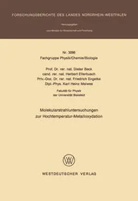 Beck |  Molekularstrahluntersuchungen zur Hochtemperatur- Metalloxydation | eBook | Sack Fachmedien