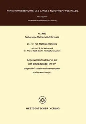 Wehrens |  Approximationstheorie auf der Einheitskugel im R3 | eBook | Sack Fachmedien