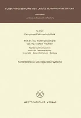 Geisselhardt |  Fehlertolerante Mikroprozessorsysteme | eBook | Sack Fachmedien