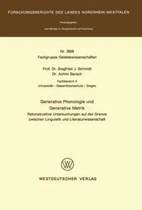 Schmidt |  Generative Phonologie und Generative Metrik | eBook | Sack Fachmedien