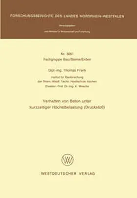 Frank | Verhalten von Beton unter kurzzeitiger Höchstbelastung (Druckstoß) | E-Book | www.sack.de