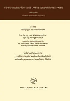 Krönert | Untersuchungen zur Hochtemperaturwechselbeständigkeit schmelzgegossener feuerfester Steine | E-Book | www.sack.de