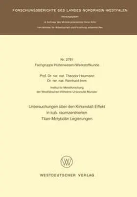 Heumann |  Untersuchungen über den Kirkendall-Effekt in kub. raumzentrierten Titan-Molybdän Legierungen | eBook | Sack Fachmedien