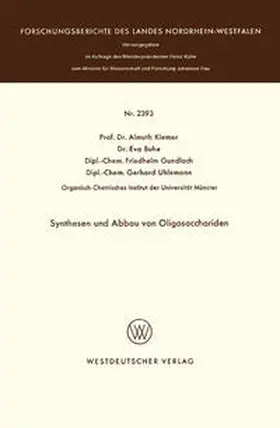Klemer |  Synthesen und Abbau von Oligosacchariden | eBook | Sack Fachmedien