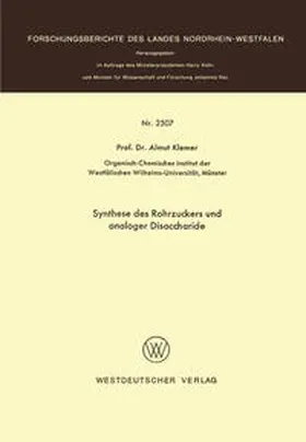 Klemer |  Synthese des Rohrzuckers und analoger Disaccharide | eBook | Sack Fachmedien