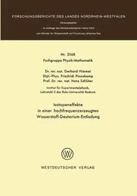 Himmel | Isotopeneffekte in einer hochfrequenzerzeugten Wasserstoff-Deuterium-Entladung | E-Book | www.sack.de