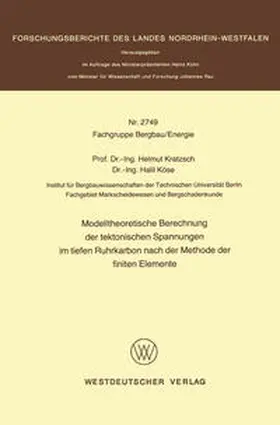 Kratzsch | Modelltheoretische Berechnung der tektonischen Spannungen im tiefen Ruhrkarbon nach der Methode der finiten Elemente | E-Book | www.sack.de