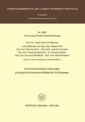 Klemme |  Die biochemischen Leistungen photosynthetisierender Bakterien im Abwasser | eBook | Sack Fachmedien