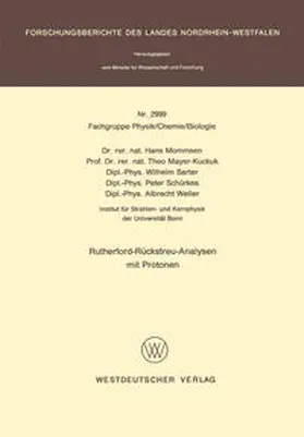 Mommsen | Rutherford-Rückstreu-Analysen mit Protonen | E-Book | www.sack.de