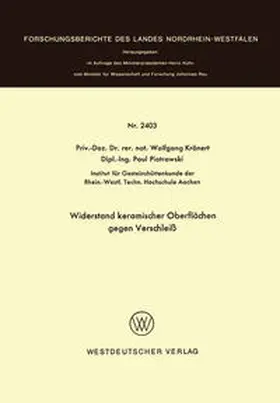 Krönert | Widerstand keramischer Oberflächen gegen Verschleiß | E-Book | www.sack.de