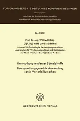 König |  Untersuchung moderner Schneidstoffe Beanspruchungsgerechte Anwendung sowie Verschleißursachen | eBook | Sack Fachmedien