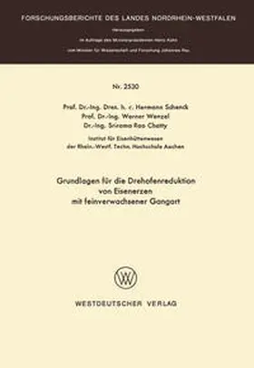 Schenck |  Grundlagen für die Drehofenreduktion von Eisenerzen mit feinverwachsener Gangart | eBook | Sack Fachmedien