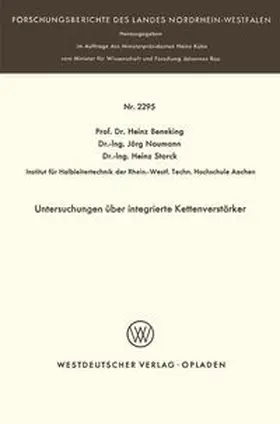 Beneking |  Untersuchungen über integrierte Kettenverstärker | eBook | Sack Fachmedien