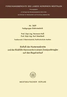 Hoss |  Einfluß der Hysteresebreite und der Rückführ-Kennwerte in einem Zweipunktregler auf den Regelverlauf | eBook | Sack Fachmedien